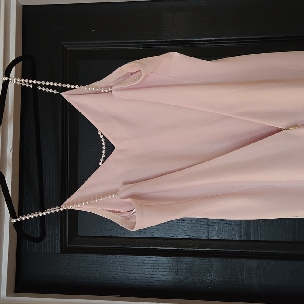 Karl Lagerfeld Light Pink Gown with Adjustable Pearl Straps Size 12 - Picture 4 of 16